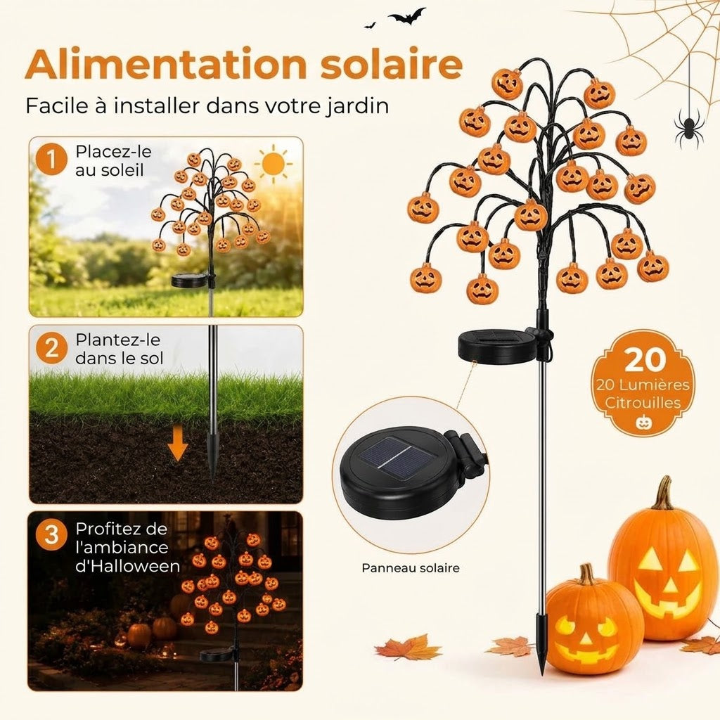 Lampes de jardin solaires en forme de citrouille