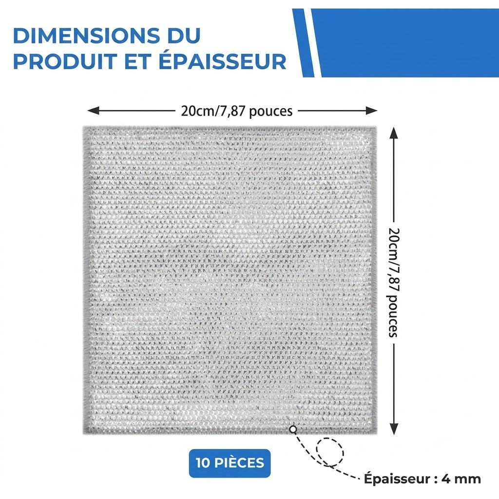 Lot de 10 chiffons abrasifs réutilisables