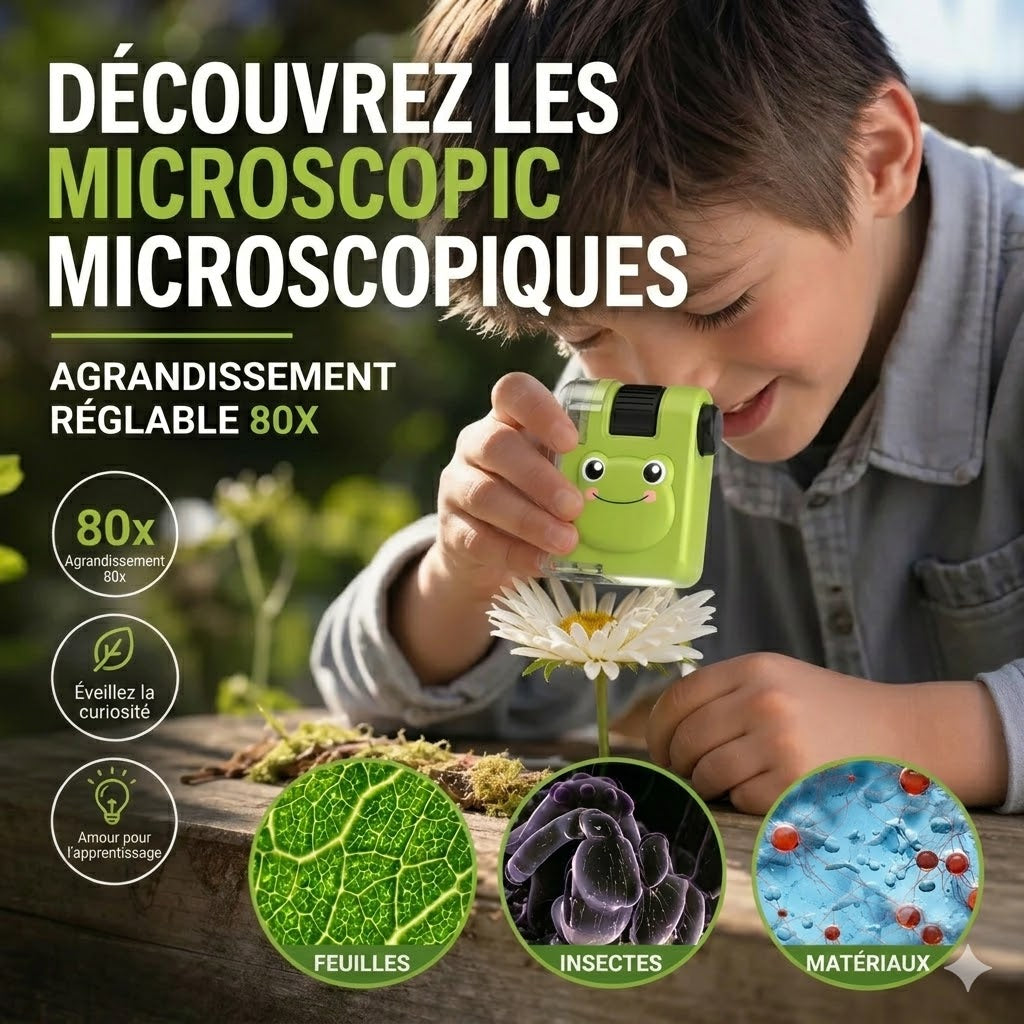 Microscope éducatif portable avec support de téléphone pour enfants