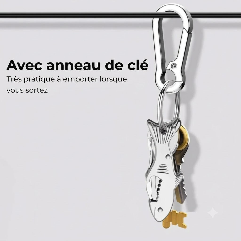 Porte-clés multitool 3 en 1 en forme de requin