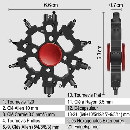 Outil Fidget Flocon de Neige Multifonction