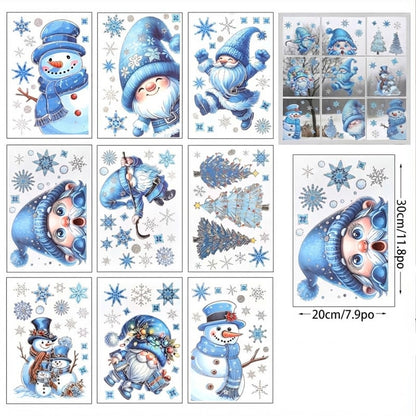 Ensemble de 9 autocollants scintillants pour fenêtres de Noël