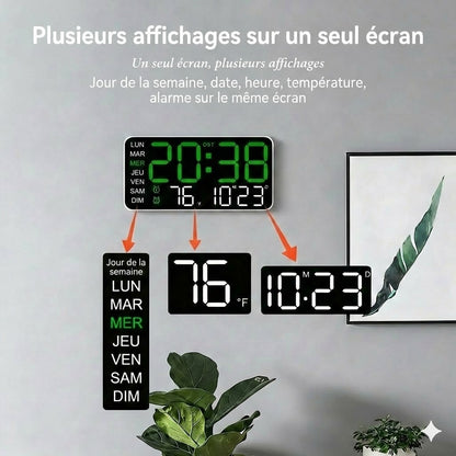 Horloge murale numérique à LED décorative multifonctionnelle