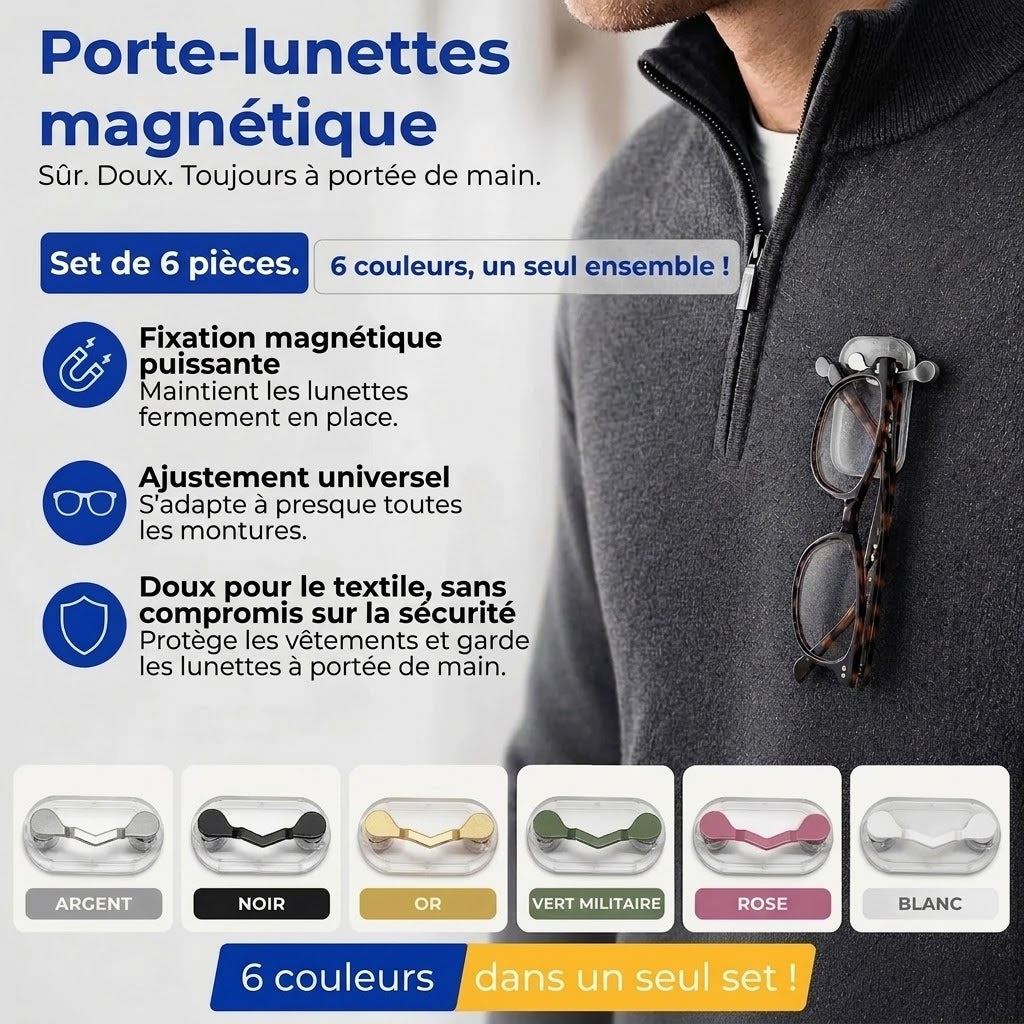 Porte-lunettes magnétique pour vêtements