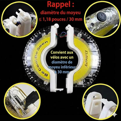 Éclairage LED des moyeux de roue pour rouler de nuit