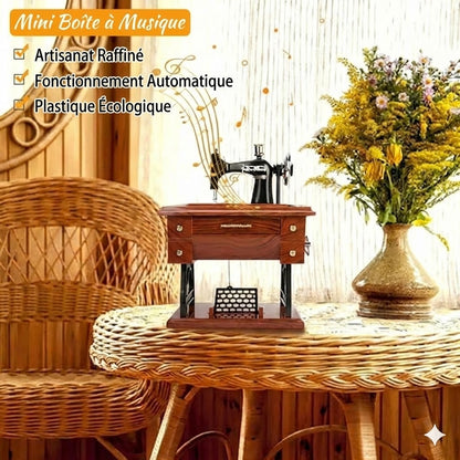 Boîte à musique mini machine à coudre en bois