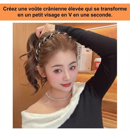 Bandeau à cheveux vintage en perles artificielles à haut crâne (lot de 3)