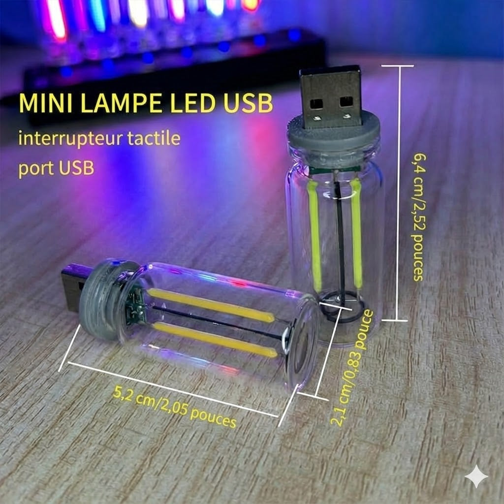 Veilleuse portable en verre à commande tactile et USB