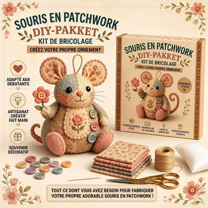 Kit DIY complet pour souris en patchwork - Tout le matériel inclus