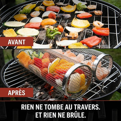 Panier à griller rotatif en acier inoxydable