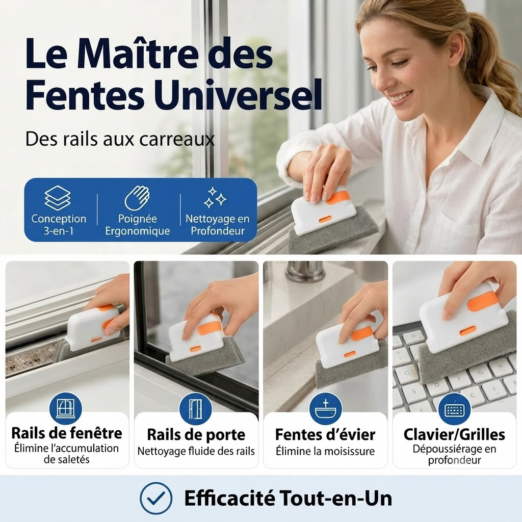 Nettoyeur multifonction 3 en 1 pour rails et interstices