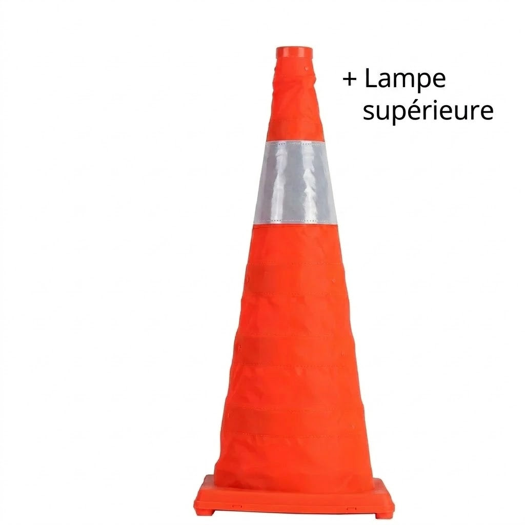 Cône de signalisation pliable et réfléchissant fabriqué en tissu Oxford imperméable de haute qualité