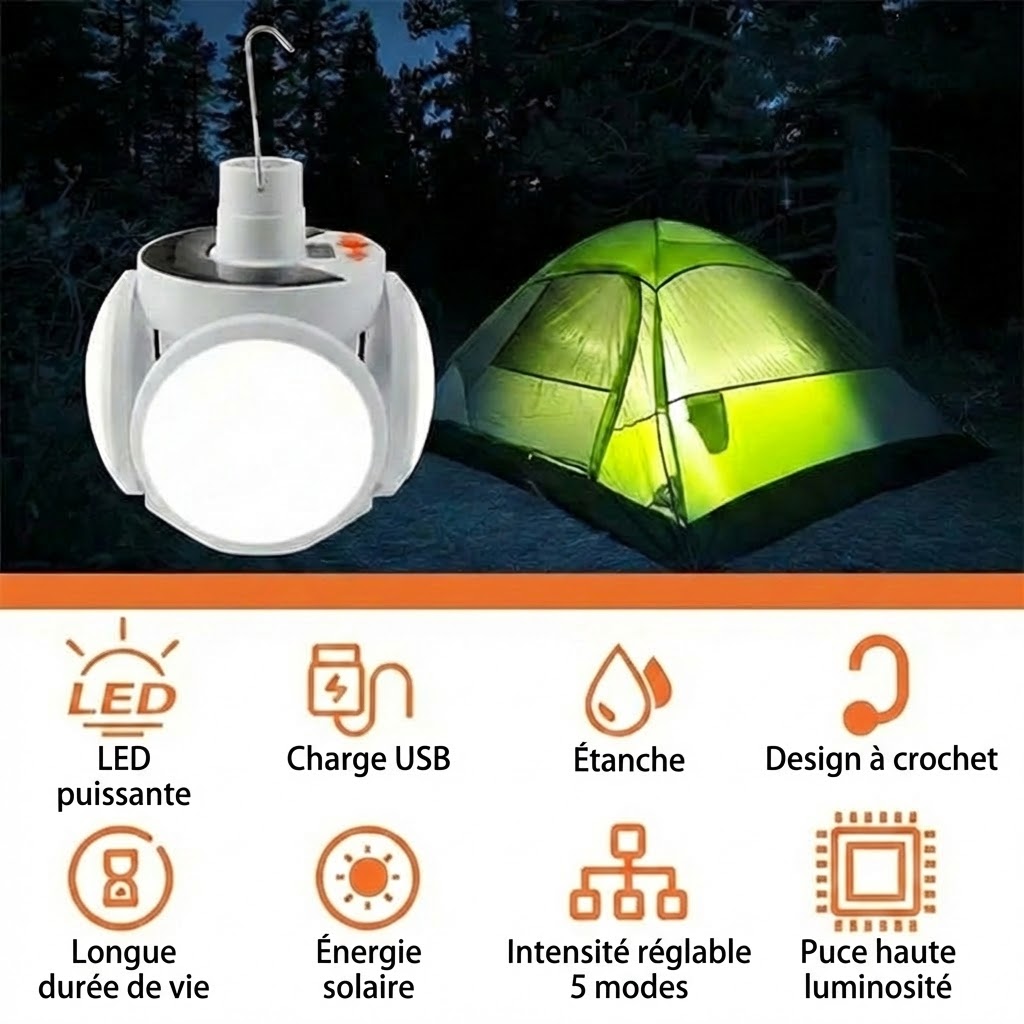 Lampe De Football Solaire Multifonctionnelle Pliable