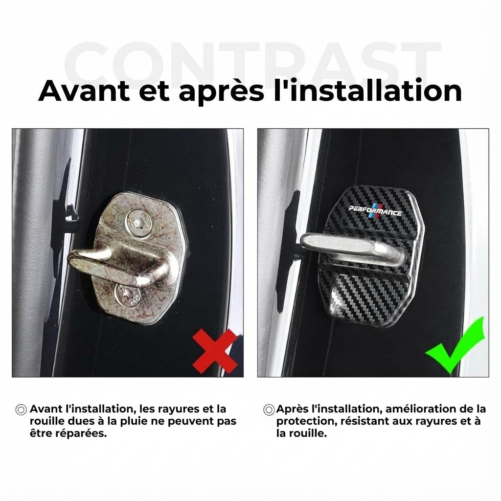 Protections métalliques pour loquets de portière de voiture (4 pièces)