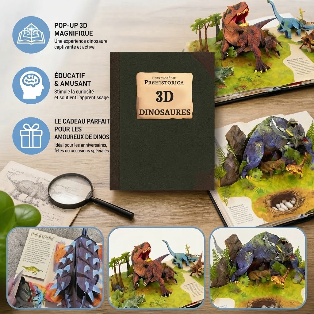 Livre pop-up interactif 3D sur les dinosaures