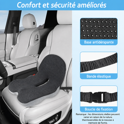 Coussin de siège antidérapant en mousse à mémoire de forme