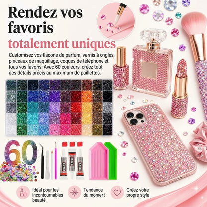 Kit de strass Bedazzle avec 48 000 pièces en 60 couleurs