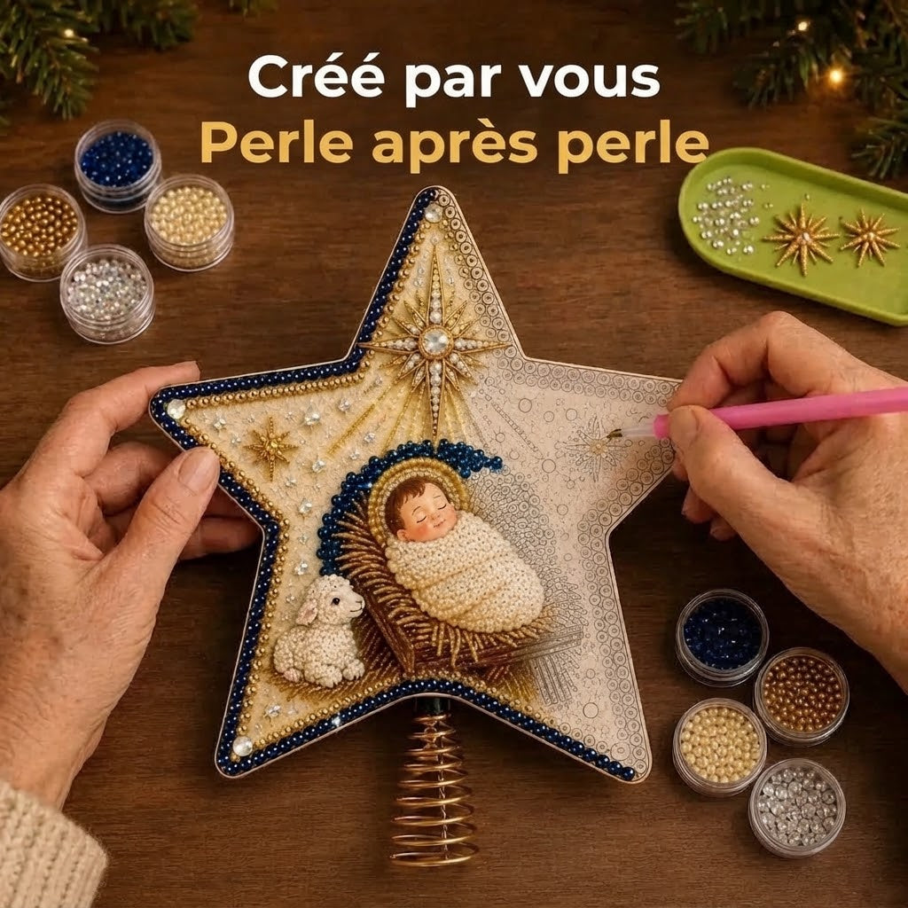 Kit DIY religieux pour cime de sapin de Noël avec perles et diamants