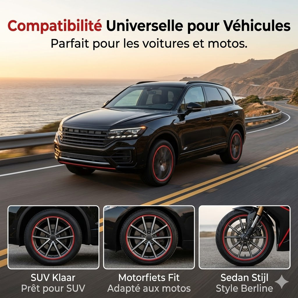 Liserets de jante réfléchissants pour roues de voiture