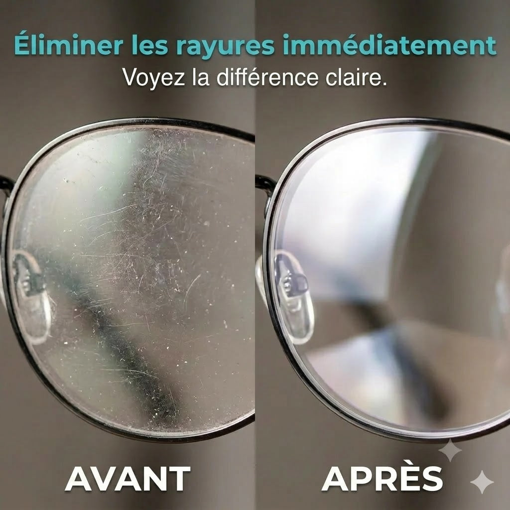 Spray professionnel de réparation de rayures pour lentilles – Restaure la clarté d'origine