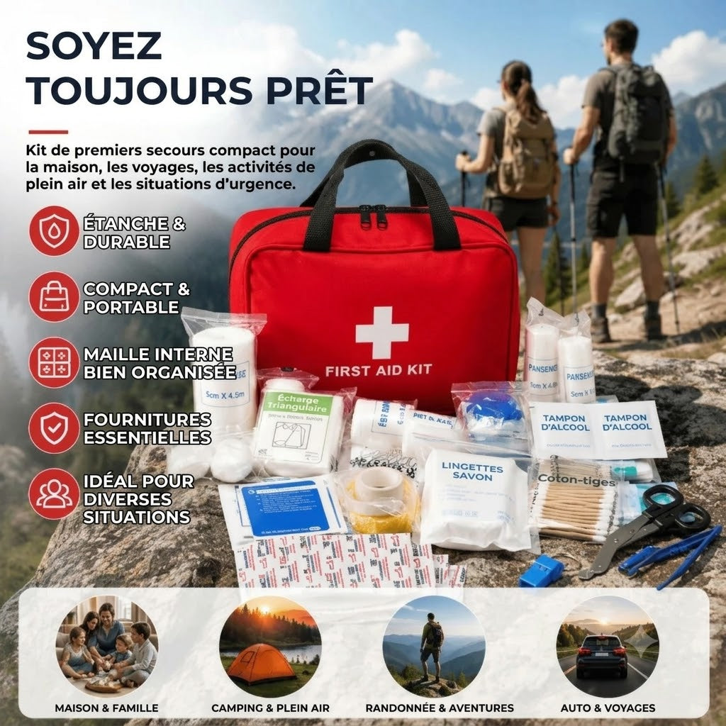 Kit d’urgence de premiers secours – 173 pièces