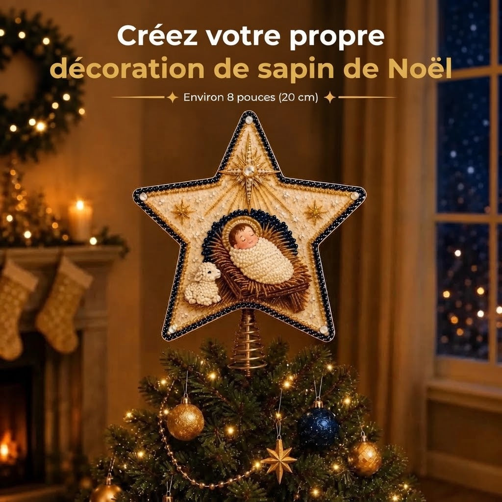 Kit DIY religieux pour cime de sapin de Noël avec perles et diamants