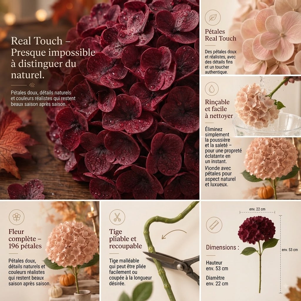 Everbloom hortensias artificiels Real Touch aux couleurs d’automne