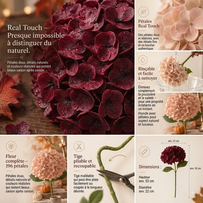Everbloom hortensias artificiels Real Touch aux couleurs d’automne