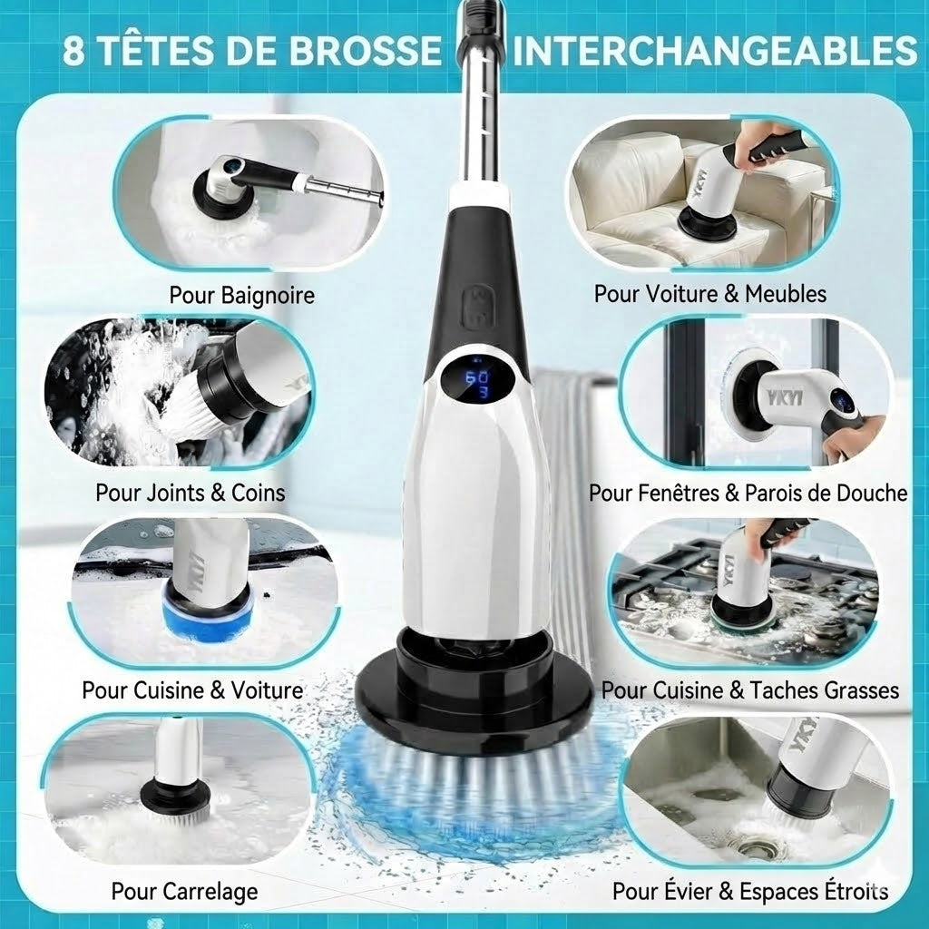 Brosse de nettoyage électrique 9-en-1