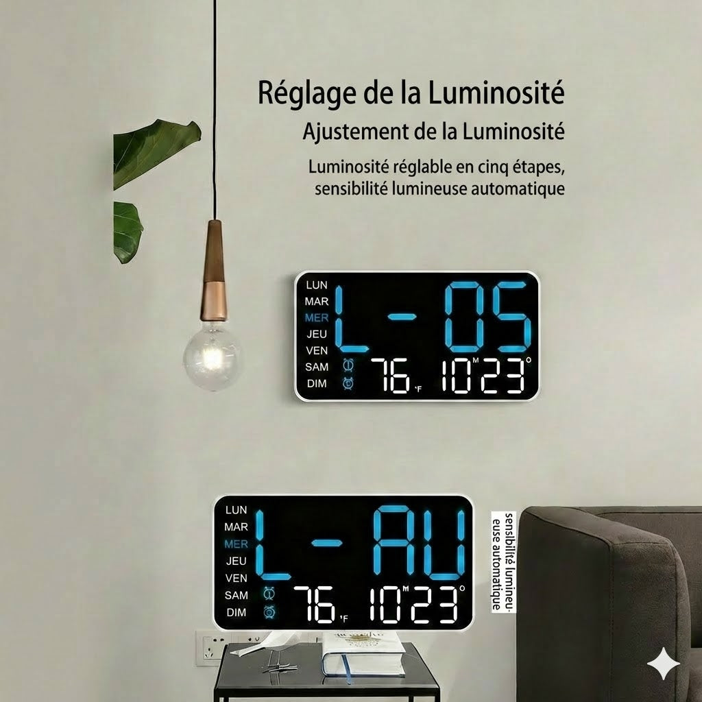 Horloge murale numérique à LED décorative multifonctionnelle