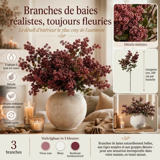 Branches de baies réalistes Everbloom pour décoration d’automne lot de 3