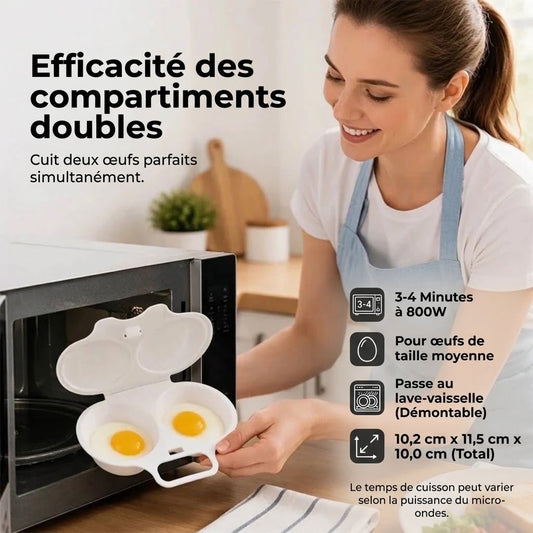 Cuiseur à œufs pour micro-ondes avec couvercle et poignée