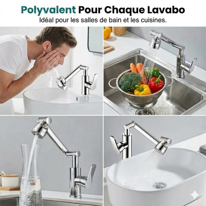 Extension de robinet rotative 1080° anti-éclaboussures avec 2 modes d'eau