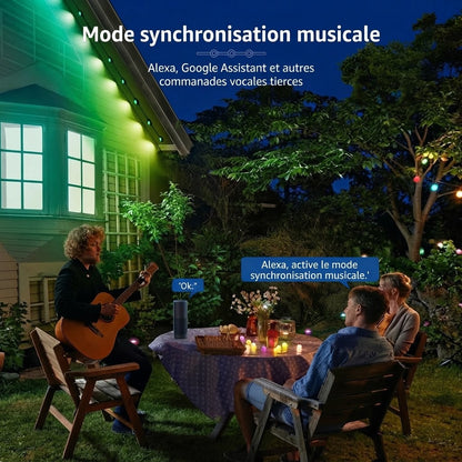 Guirlande lumineuse RGB intelligente pour extérieur avec contrôle par application