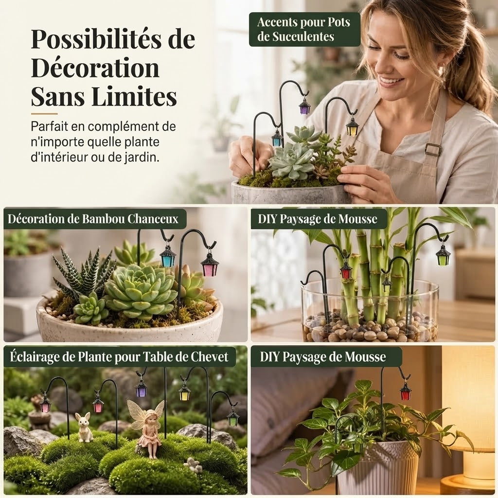 Mini lanternes lumineuses pour plantes lot de 7