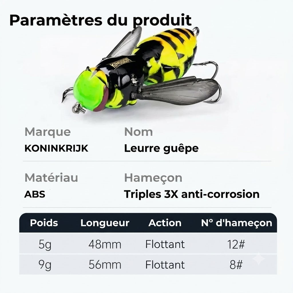 Leurre flottant en forme de guêpe