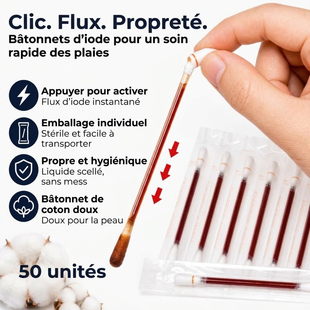 Cotons-tiges iodés lot de 50