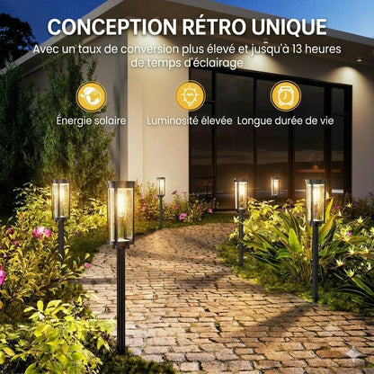 Éclairage Solaire pour Jardin – Design Rétro, 12 à 14 Heures d'Éclairage & Étanchéité IP65