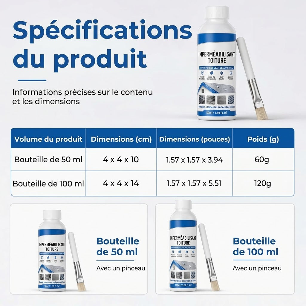 Mastic d’étanchéité transparent et imperméable pour toiture avec pinceau