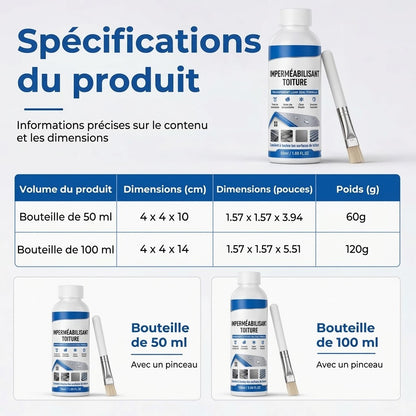 Mastic d’étanchéité transparent et imperméable pour toiture avec pinceau