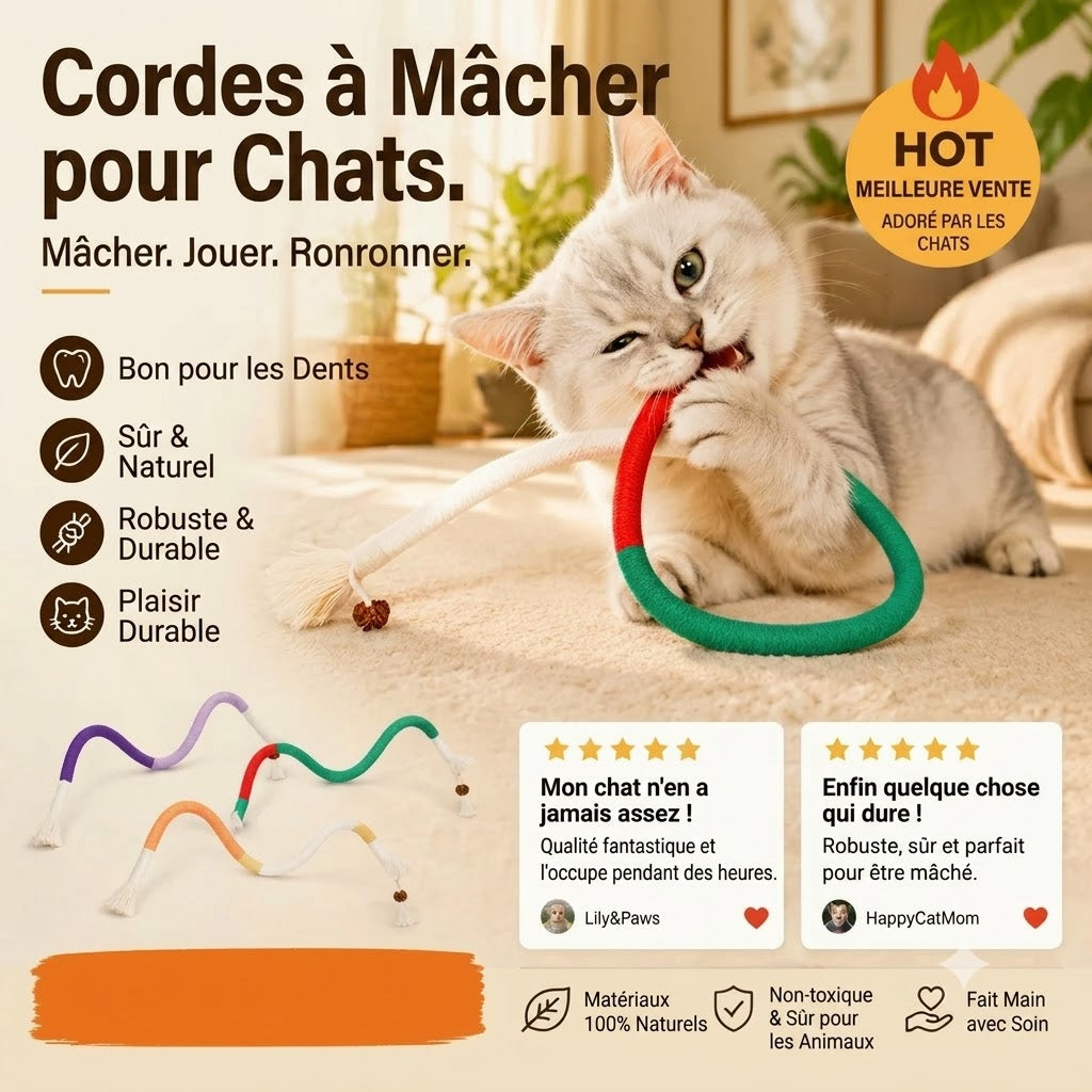 Jouet en corde à mâcher pour chat