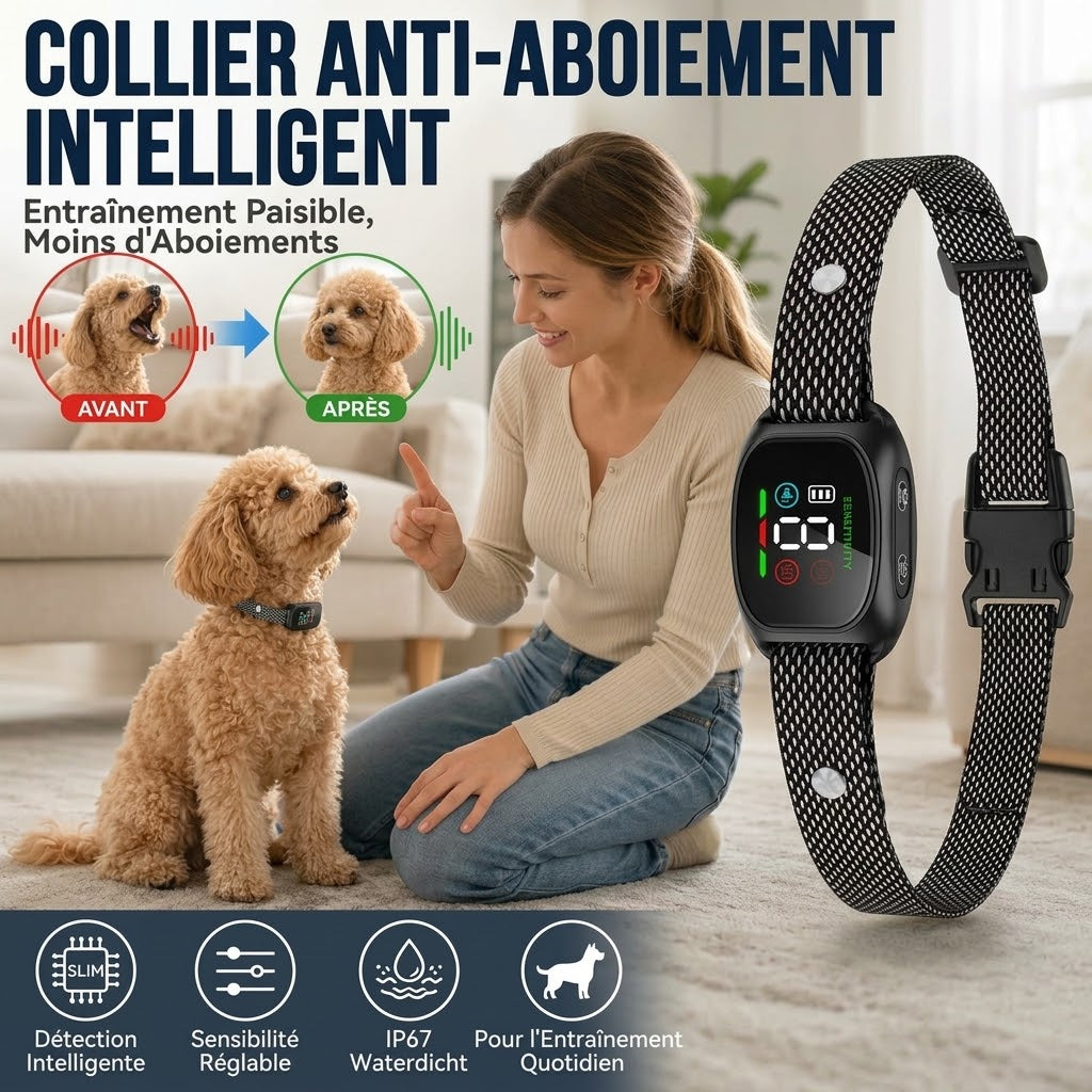 Collier anti-aboiement intelligent pour chiens