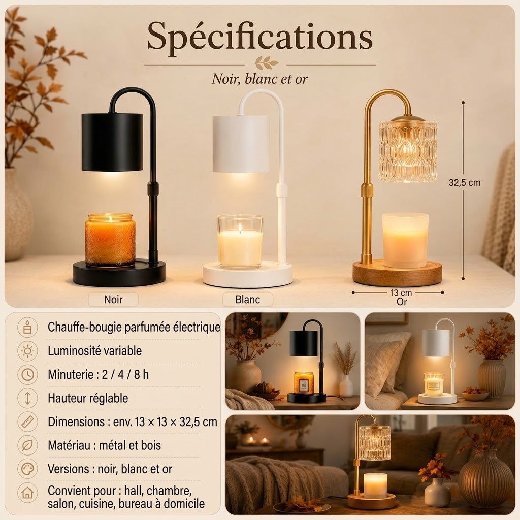 Lampe chauffe bougie sans flamme nue