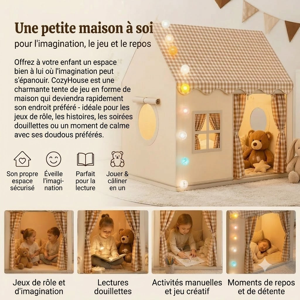CozyHouse tente de jeu pour enfants en forme de maison