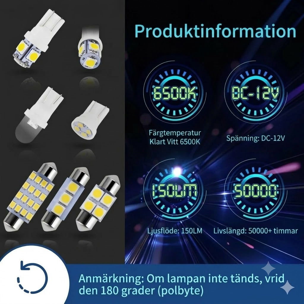 Kit d'Éclairage Intérieur LED pour Voiture 42 Pièces