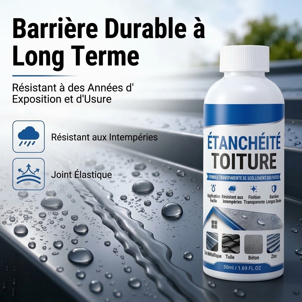 Mastic d’étanchéité transparent et imperméable pour toiture avec pinceau