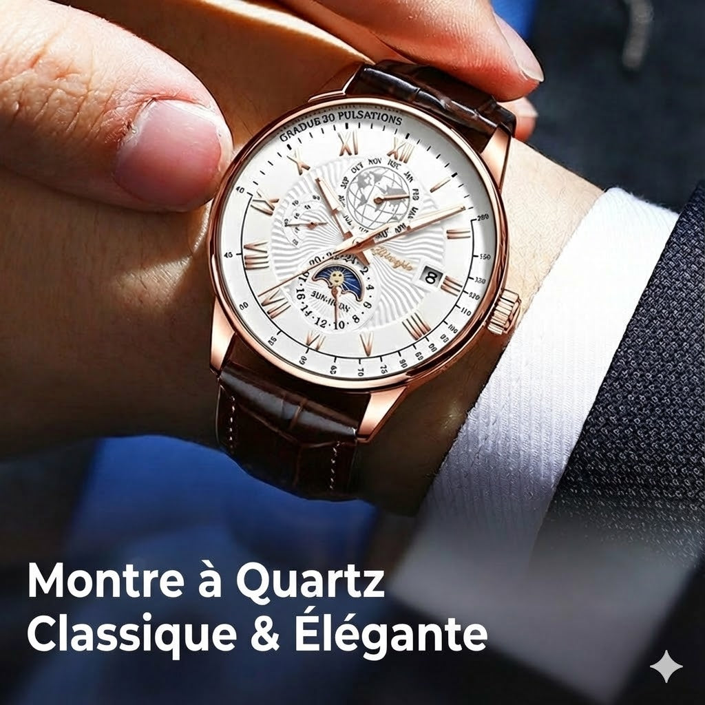 Montre à quartz classique et élégante pour homme