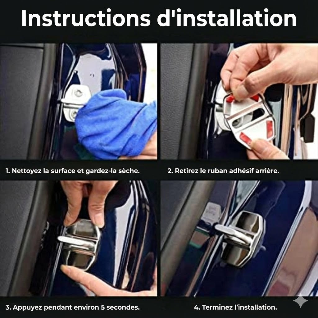 Protections métalliques pour loquets de portière de voiture (4 pièces)