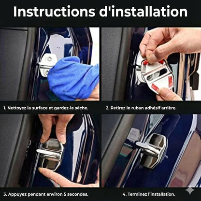 Protections métalliques pour loquets de portière de voiture (4 pièces)