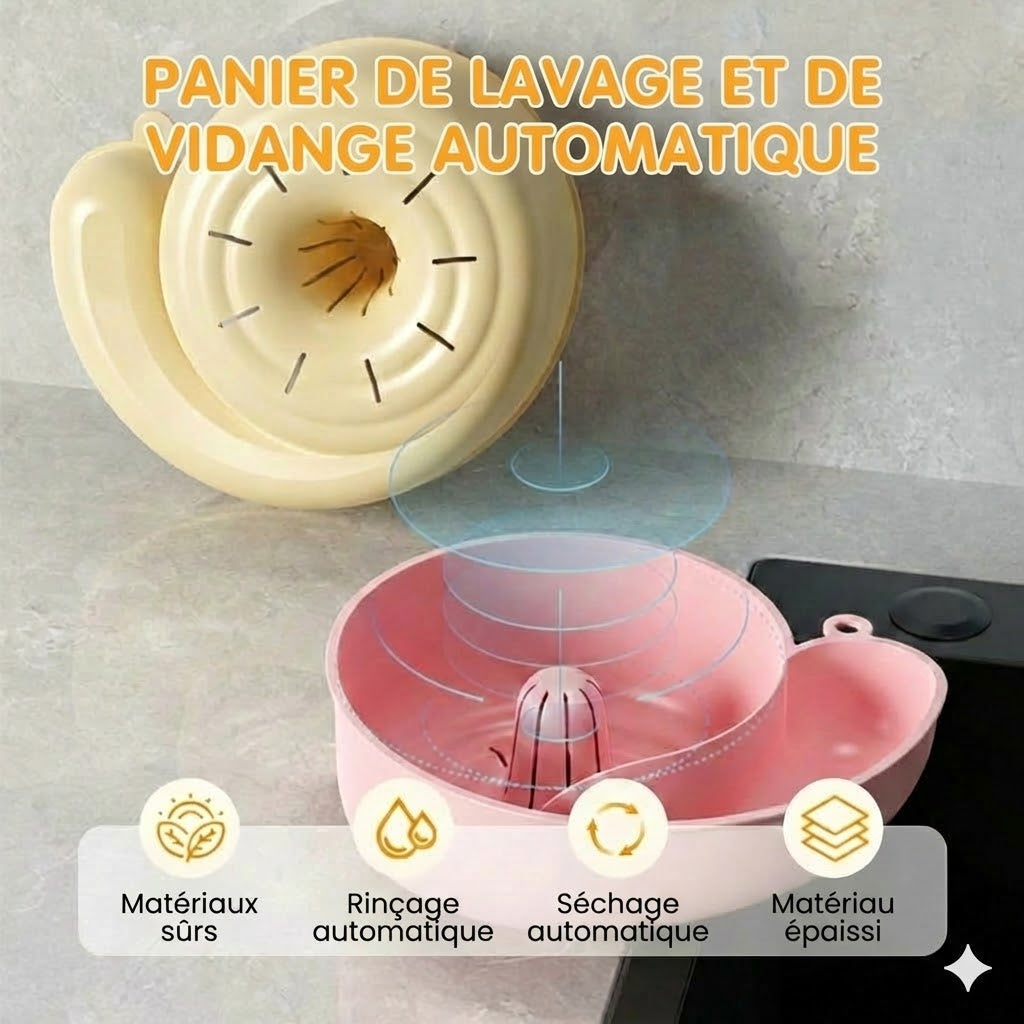 Panier de lavage et d'égouttage automatique pour fruits et légumes